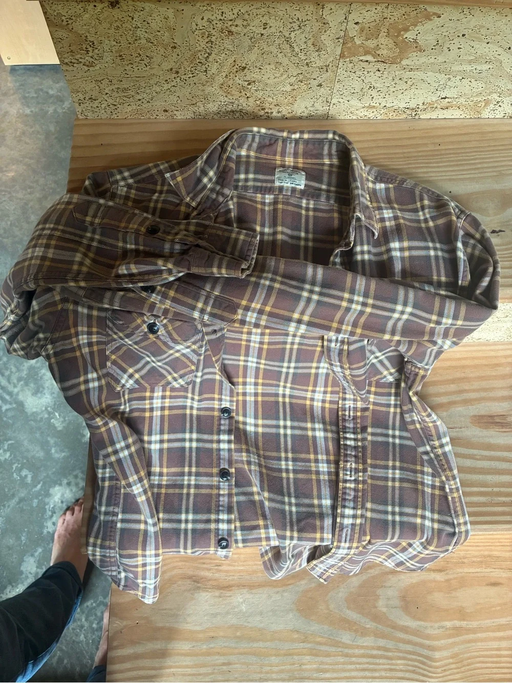 J. Crew Brown and Yellow Plaid Button-Down Shirt